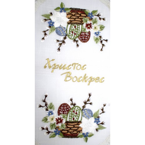 Великодня серветка "Крашанки з котиками в кошику" овальн. 62х44см №30095-01