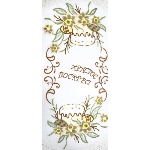 Великодня серветка "Христос Воскрес,паска з крашанками" овальн. 62х44см №50034
