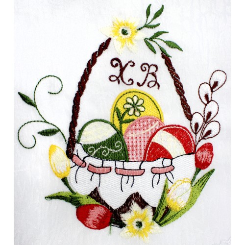 Великодня серветка "Крашанки в кошику" овальн. 62х44см №2509