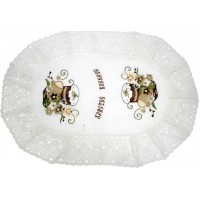 Великодня серветка "Христос Воскрес,паска з крашанками і квітами" овальн. 62х44см №60262