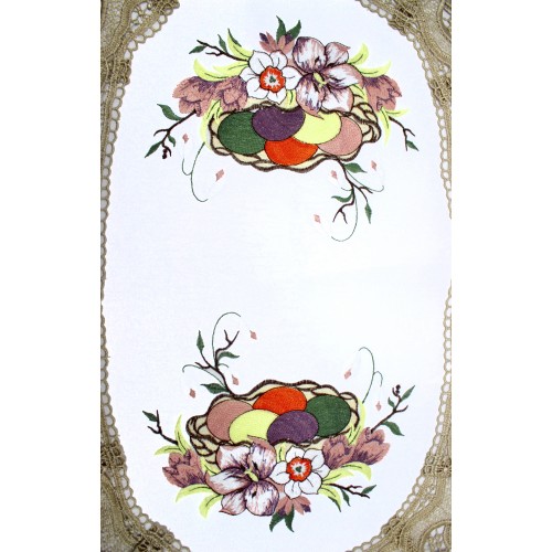 Великодня серветка "Крашанки з квітами" овальн. 62х44см №43261