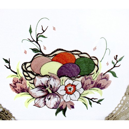 Великодня серветка "Крашанки з квітами" овальн. 62х44см №43261