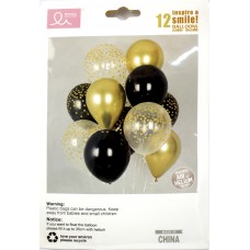 Набір кульок повітр. для фотозони "Чорний, золотий хром"