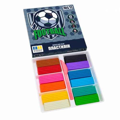 Пластилін "Yes" Football 12 кольор. 240гр №540714(20)