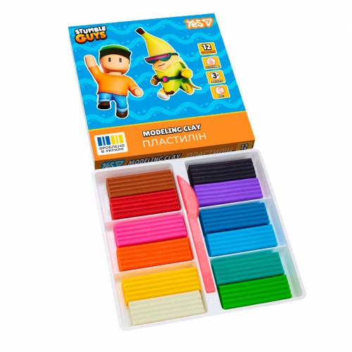 Пластилін "Yes" Stumble Guys 12 кольор. 240гр №540709(20)