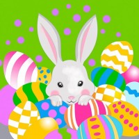 Полотно з контуром "Arteo" №GPA283154 Весняний кролик 20х20,бавовна,дрібне зерно