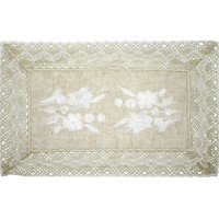 Великодня серветка "Квіти" прямокут. 48х33см кремовий обідок №50355(12)