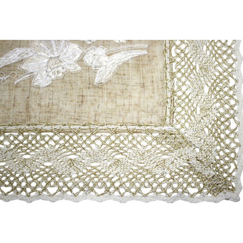 Великодня серветка "Квіти" прямокут. 48х33см кремовий обідок №50355(12)