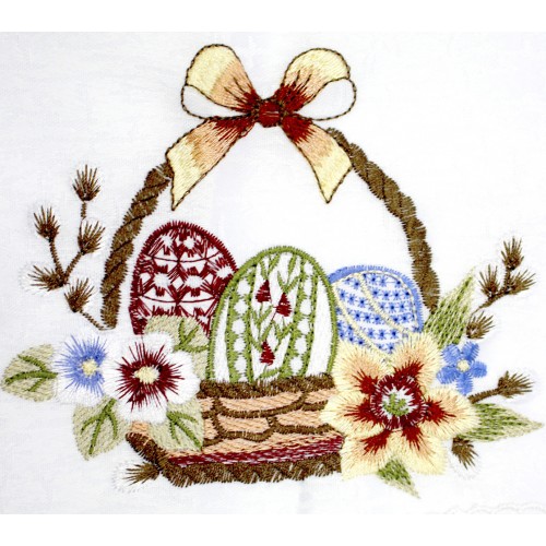 Великодня серветка "Крашанки в кошику" прямокут. 48х33см №002(6)