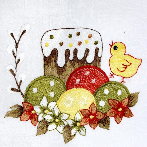 Великодня серветка "Крашанки з курчам" прямокут. 48х33см №81529(12)