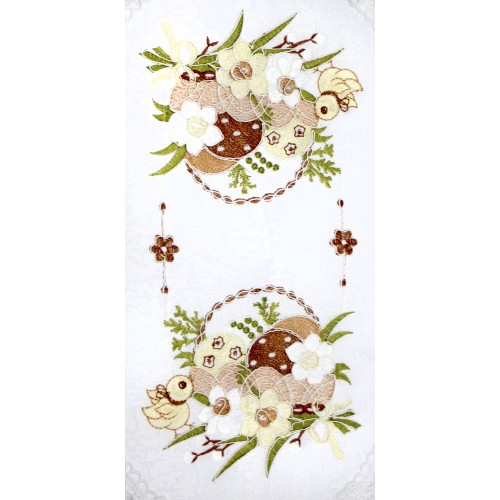 Великодня серветка "Крашанки в кошику" овальна 48х31см №30352(12)