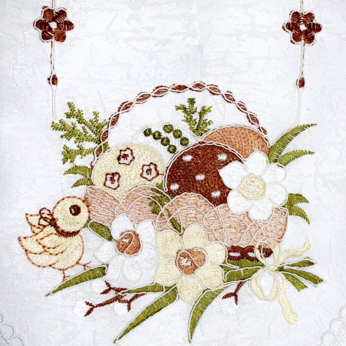 Великодня серветка "Крашанки в кошику" овальна 48х31см №30352(12)