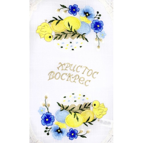 Великодня серветка "Крашанки з квітами" овальна 48х31см №30348(12)