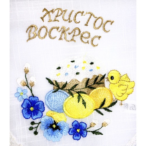 Великодня серветка "Крашанки з квітами" овальна 48х31см №30348(12)