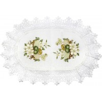 Великодня серветка "Крашанки з квітами" овальна 48х31см,білий обідок №30353(12)