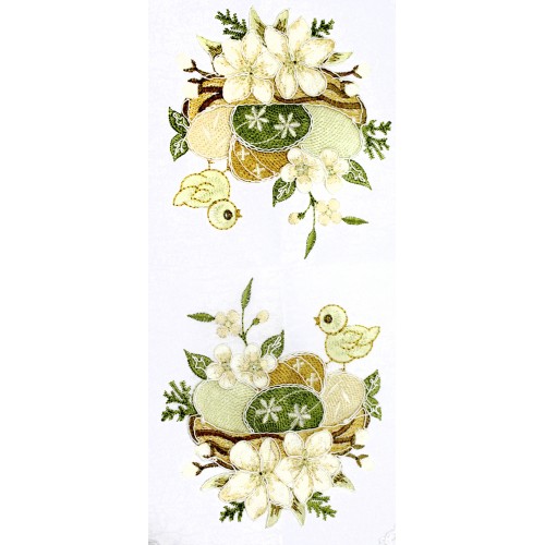 Великодня серветка "Крашанки з квітами" овальна 48х31см,білий обідок №30353(12)