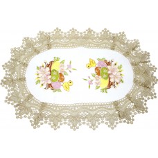 Великодня серветка "Крашанки з квітами" овальна 48х31см,коричневий обідок №30353(12)