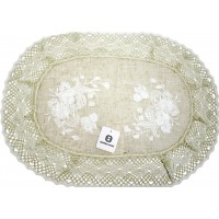 Великодня серветка "Паска з квітами" овал. 48х31см кремовий обідок №3588-200(12)
