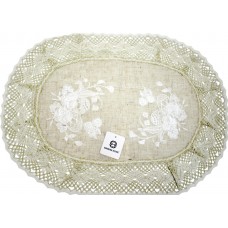 Великодня серветка "Паска з квітами" овал. 48х31см кремовий обідок №3588-200(12)