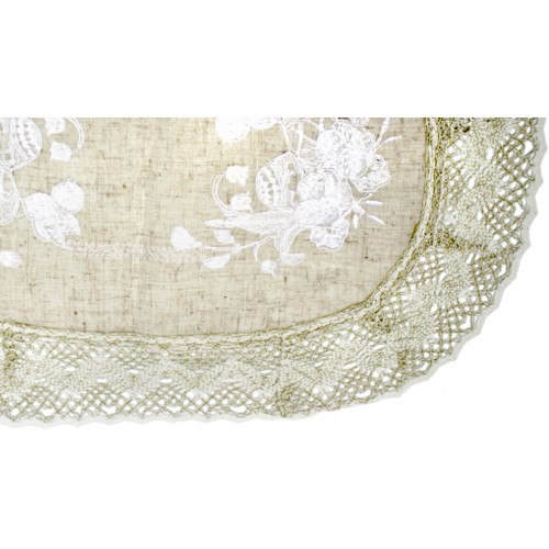 Великодня серветка "Паска з квітами" овал. 48х31см кремовий обідок №3588-200(12)