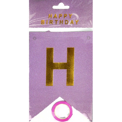 Гірлянда "Happy Birthday" стрази рожева