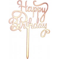 Топер для торта "Happy Birthday" рожеве золото