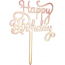 Топер для торта "Happy Birthday" рожеве золото