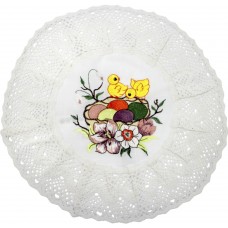 Великодня серветка "Двоє курчат" мала круг. 30х30см біла №30277С/7953