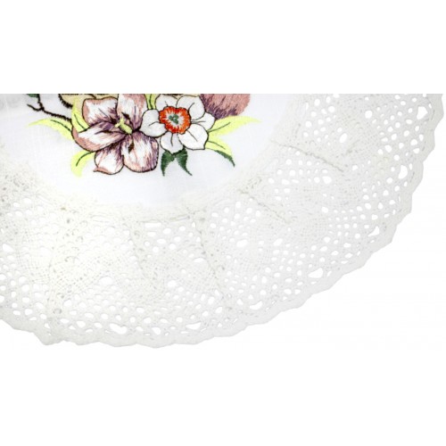 Великодня серветка "Двоє курчат" мала круг. 30х30см біла №30277С/7953