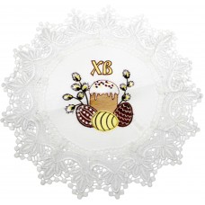 Великодня серветка "Паска" мала круг. 30х30см біла №81352В/7960