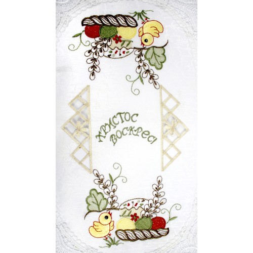 Великодня серветка "Крашанки з котиками" овальна 48х31см №80510(12)