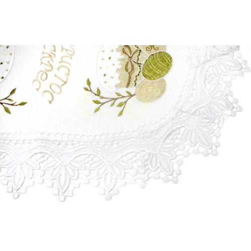 Великодня серветка "Христос Воскрес,паска з крашанками" овал. 48х31см №50465