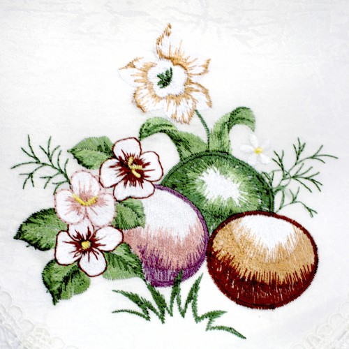 Великодня серветка "Крашанки з квітами" овал. 48х31см №43276(12)