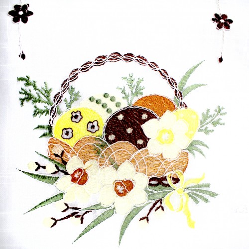 Великодня серветка "Крашанки в кошику" прямок. 62х44см №43256