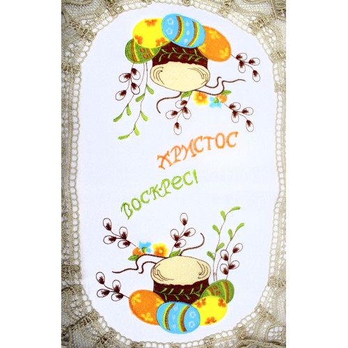 Великодня серветка "Паска з крашанками" овальн. 62х44см №011