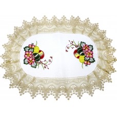 Великодня серветка "Крашанки з квітами" овальн. 62х44см кремовий обідок №2506