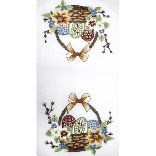 Великодня серветка "Крашанки з котиками в кошику" овальн. 62х44см №30095