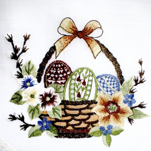 Великодня серветка "Крашанки з котиками в кошику" овальн. 62х44см №30095