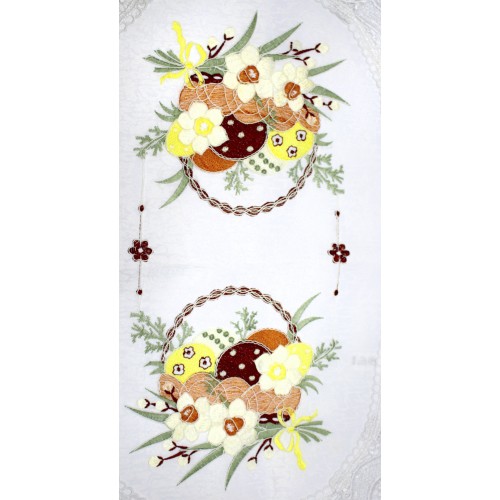 Великодня серветка "Крашанки в кошику" овальн. 62х44см №43262