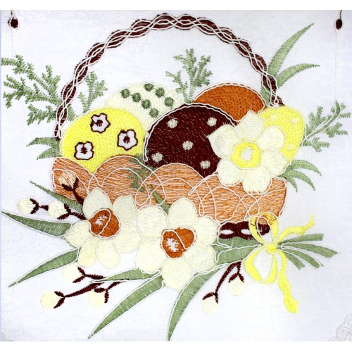 Великодня серветка "Крашанки в кошику" овальн. 62х44см №43262