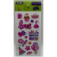 Наліпка 3D "Happy Birthday Love" 18см, KIDS Line №ZB.63350/Zibi/