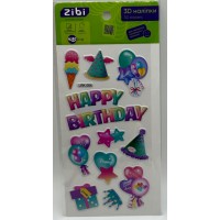 Наліпка 3D "Happy Birthday Райдужна вечірка" 18см, KIDS Line №ZB.63352/Zibi/