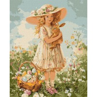 Картини по номерах акрил. "Дівчинка з кроликом" 40х50см №KHO5187/Ідейка/