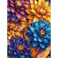 Картини по номерах акрил. "Яскраві жоржини з фарбами металік extra" 30х40см №KHO3305