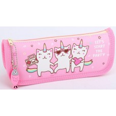 Пенал 1від., б/н,на блиск. рожевий №KJ3521/Мандарин/(48)