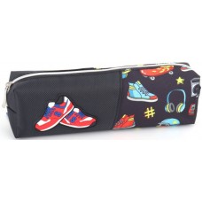 Пенал 1від., б/н,на блиск. чорний №KJ3551/Мандарин/(48)