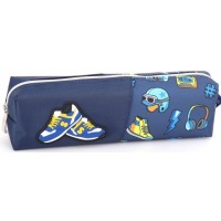 Пенал 1від., б/н,на блиск. синій №KJ3551/Мандарин/(48)