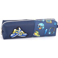 Пенал 1від., б/н,на блиск. синій №KJ3551/Мандарин/(48)