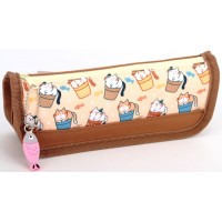 Пенал 1від., б/н,на блиск. коричневий №KJ3734/Мандарин/(45)