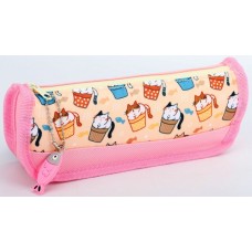 Пенал 1від., б/н,на блиск. рожевий №KJ3734/Мандарин/(45)